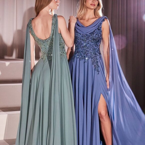 A line formal mother of the bride dress. Wedding guest evening blue,green,mocha - Picture 1 of 7